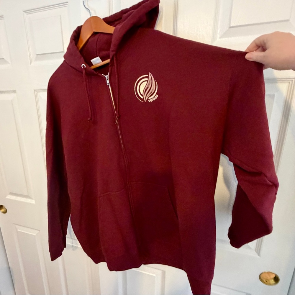 Maroon Full-Zip Hoodie and Peach Henley waffle shirt. Roomie 4x - Picture 3 of 7